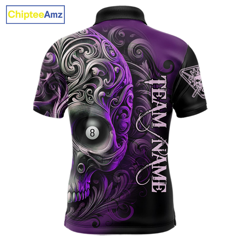 Personalized Purple 8 Ball Pool Skull Billiard Shirts For Men Custom Billiard League Team Jersey TDM7390