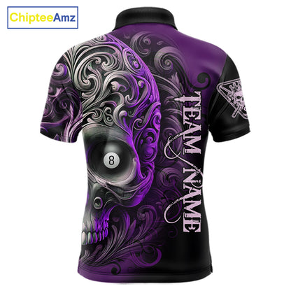 Personalized Purple 8 Ball Pool Skull Billiard Shirts For Men Custom Billiard League Team Jersey TDM7390