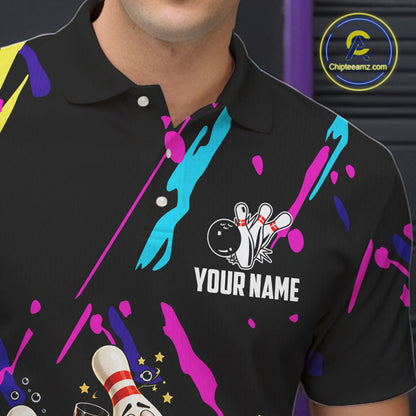 Colorful Bowling Jersey Funny Bourbon Drunk Bowling Team Shirts For Men Custom Bowling Gifts TDM8026