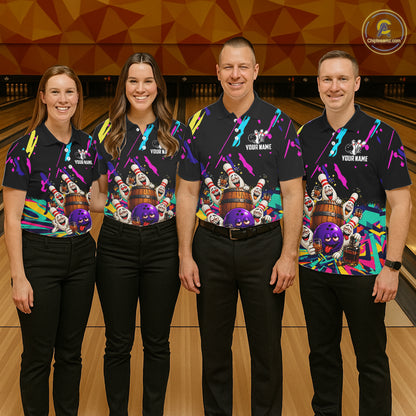 Colorful Bowling Jersey Funny Bourbon Drunk Bowling Team Shirts For Women Custom Bowling Gifts TDM8026