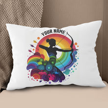 Load image into Gallery viewer, Multicolor Funny Women Player Archery Custom Name Archery White Pillows TDM0826
