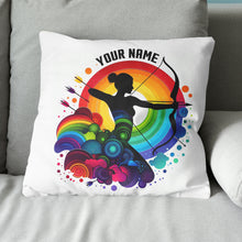 Load image into Gallery viewer, Multicolor Funny Women Player Archery Custom Name Archery White Pillows TDM0826