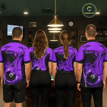 Load image into Gallery viewer, Personalized Purple 8 Ball Fire Flame Billiard Shirt For Men, Pool Team Jersey Polo &amp; 1/4 Zip TDM5975