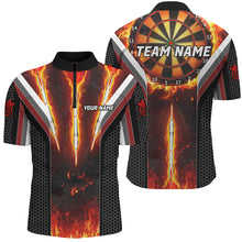 Load image into Gallery viewer, Personalized Darts Burning Fire Men Polo &amp; 1/4 Zip Shirts Custom Team League  Darts Jerseys TDM1540