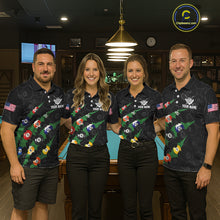 Load image into Gallery viewer, Custom Green 8 Ball Pool Scratch Billiard Shirt For Women, Black Billiard Team Jersey Polo &amp; 1/4 Zip TDM6435