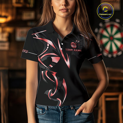 Black And Red Dartboard Crown Dart Shirts For Women Custom Dart Jersey Team Polo & Quarter Zip TDM4091