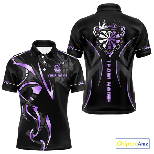 Black And Purple Dartboard Crown Dart Shirts For Men Custom Dart Jersey Team Polo & Quarter Zip TDM4092