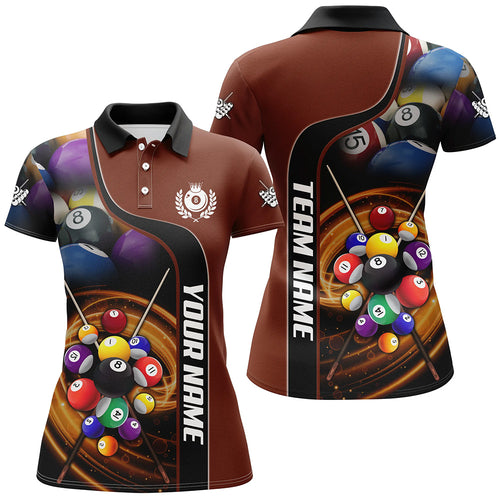 Personalized 3D Billiard Balls Red Dark Custom Billiard Shirts For Women, Billiard Team Jersey Attire TDM2129