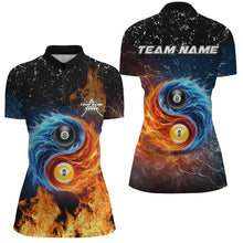 Load image into Gallery viewer, 3D Billiard 8 Ball &amp; 9 Ball Water Fire Customized Grunge Women Polo, 1/4 Zip Shirts, Billiard Jerseys TDM2382