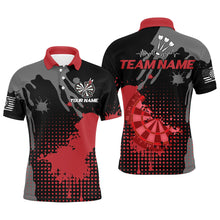 Load image into Gallery viewer, Personalized Grunge Paint Darts Polo &amp; 1/4 Zip Shirts For Men, Best Darts Shirts Team Jersey |Red TDM2386