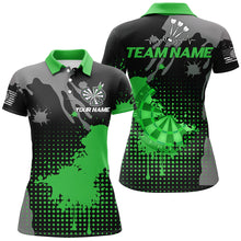 Load image into Gallery viewer, Personalized Grunge Paint Darts Polo &amp; 1/4 Zip Shirts For Women, Best Darts Shirts Team Jersey |Green TDM2387