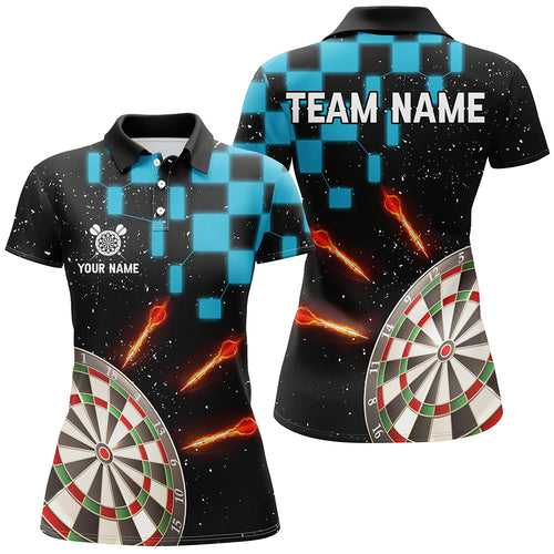 Personalized Blue Checkerboard Darts Shirts For Women Custom Dart Board Darts Team Jerseys TDM2390