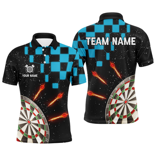Personalized Blue Checkerboard Darts Shirts For Men Custom Dart Board Darts Team Jerseys TDM2390