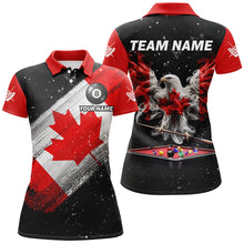 Load image into Gallery viewer, Black Grunge Eagle Canada Flag Smoke Custom Women Billiard Shirts Patriotic Canadian Billiard Jersey TDM2630