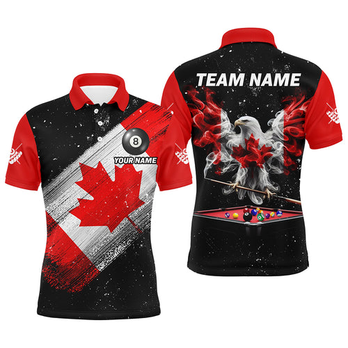 Black Grunge Eagle Canada Flag Smoke Custom Men Billiard Shirts Patriotic Canadian Billiard Jersey TDM2630