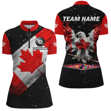 Load image into Gallery viewer, Black Grunge Eagle Canada Flag Smoke Custom Women Billiard Shirts Patriotic Canadian Billiard Jersey TDM2630