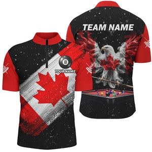 Black Grunge Eagle Canada Flag Smoke Custom Men Billiard Shirts Patriotic Canadian Billiard Jersey TDM2630