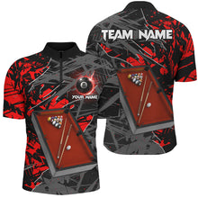 Load image into Gallery viewer, Personalized Funny Pool Table Billiard Shirts For Men, Red Grunge Billiard Team Jerseys Uniform TDM2632