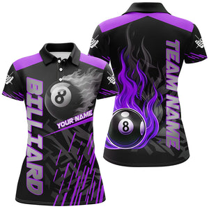 Purple 8 Ball Pool Flame 3D Billiard Shirts For Women Billiard League Jersey Custom Pool Team Shirts TDM2876