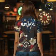 Load image into Gallery viewer, Personalized American Flag Eagle Womens Darts Shirt Custom Patriotic Jersey Darts Polo &amp; 1/4 Zip TDM5126