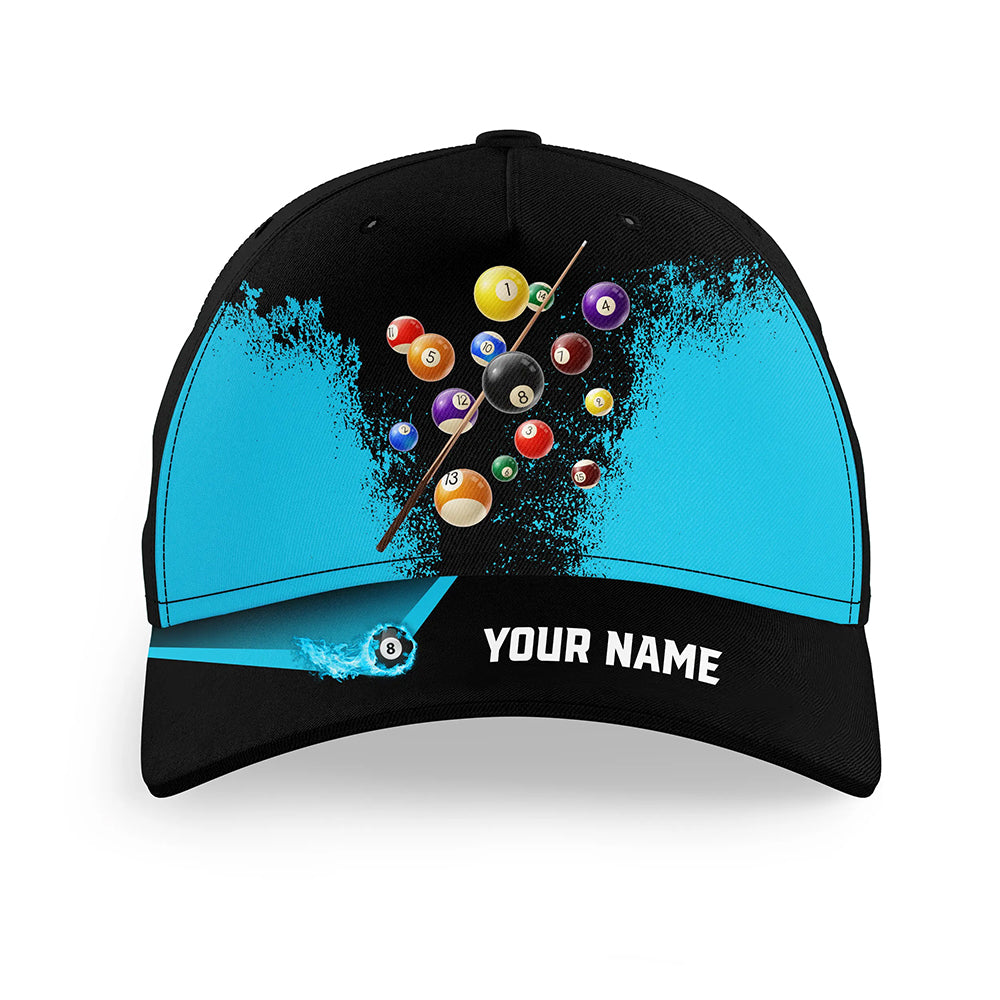 Personalized Grunge Blue Black Pool Balls Billiard Hats Custom Name 3D Printed Billiard Baseball Caps TDM3511