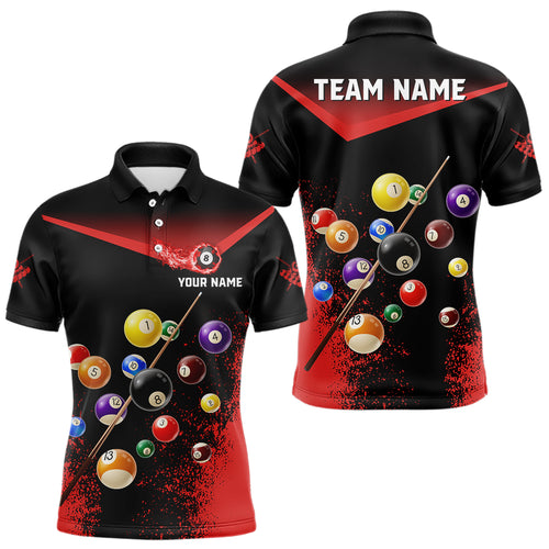 Personalized Grunge Red Black 3D Pool Balls Men Billiard Shirts Custom Billiard Jerseys For Team TDM3512