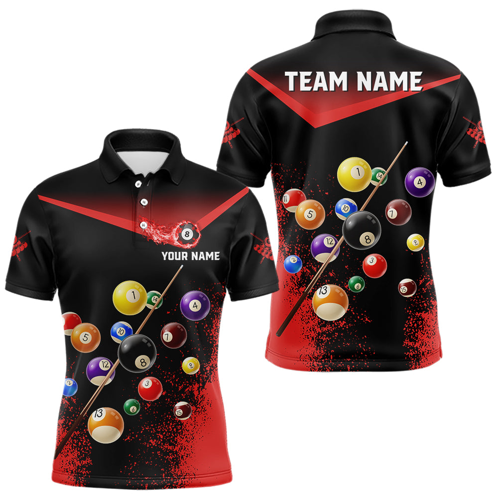 Personalized Grunge Red Black 3D Pool Balls Men Billiard Shirts Custom Billiard Jerseys For Team TDM3512