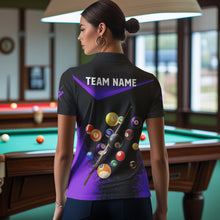 Load image into Gallery viewer, Personalized Grunge Purple Black 3D Pool Balls Women Billiard Shirts Custom Billiard Jerseys For Team TDM3513