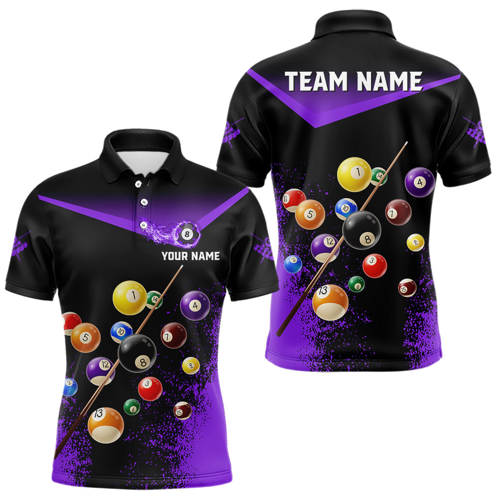 Personalized Grunge Purple Black 3D Pool Balls Men Billiard Shirts Custom Billiard Jerseys For Team TDM3513