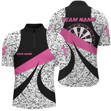 Load image into Gallery viewer, Personalized Grunge Pink Darts Polo &amp; Quarter-Zip Shirts For Men, Unique Darts Team Jerseys Attire TDM1723