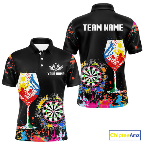 Personalized Colorful Splash Dart Shirts For Men, Funny Wine Glass Custom Darts Jersey Outfit TDM4099