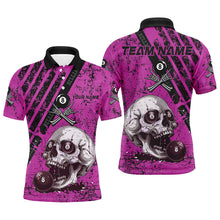Load image into Gallery viewer, Personalized Pink Blue Billiard Skull Custom Men Billiard Shirts, Billiard Pool Team Club Uniform TDM1931