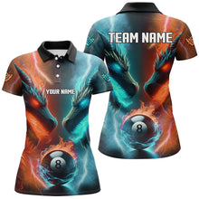 Load image into Gallery viewer, Custom Orange Cyan Fire 3D Dragon 8 Ball Pool Billiard Shirts For Women, Team League Billiard Jerseys TDM2395
