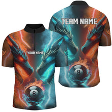 Load image into Gallery viewer, Custom Orange Cyan Fire 3D Dragon 8 Ball Pool Billiard Shirts For Men, Team League Billiard Jerseys TDM2395