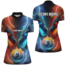 Load image into Gallery viewer, Personalized Water Fire 3D Dragon 9 Ball Pool Billiard Shirts For Women, Team League Billiard Jersey TDM2396