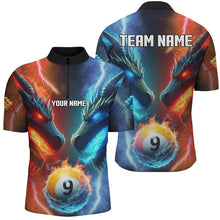 Load image into Gallery viewer, Personalized Water Fire 3D Dragon 9 Ball Pool Billiard Shirts For Men, Team League Billiard Jersey TDM2396