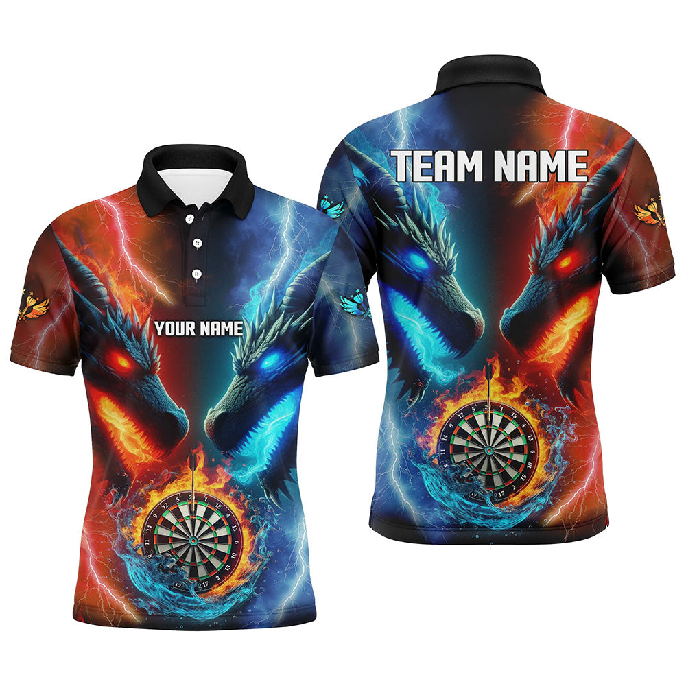 Personalized Dart Board Water Fire 3D Dragon Darts Shirts For Men, Team League Darts Jerseys TDM2397