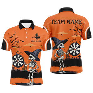 Funny Skeleton Orange Halloween Darts Shirts For Men Custom Halloween Gifts For Darts Lover TDM2636