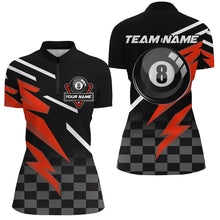 Load image into Gallery viewer, Personalized 8 Ball Pool Tournament Billiards Shirts For Women, Black And Red 8 Ball Billiard Jerseys TDM2640