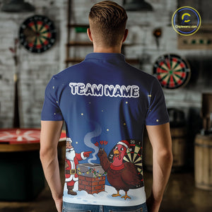 Funny Santa And Turkey Custom Darts Shirt For Men, Christmas Darts Shirt Gift For Darts Lover TDM4912