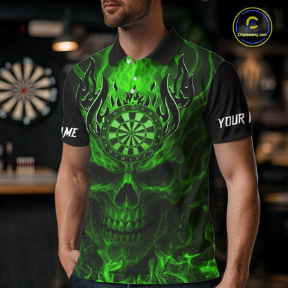 Purple Flaming Skull Men's Dart Jersey Custom Dart Fire Lightning Darts Team Shirts Polo & 1/4 Zip TDM7731