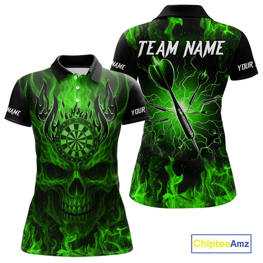 Purple Flaming Skull Women's Dart Jersey Custom Dart Fire Lightning Darts Team Shirts Polo & 1/4 Zip TDM7731