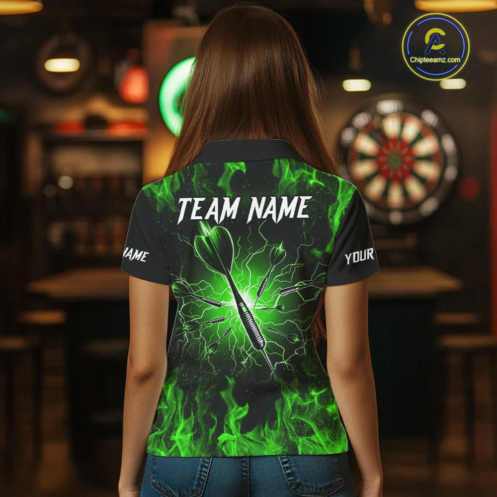 Purple Flaming Skull Women's Dart Jersey Custom Dart Fire Lightning Darts Team Shirts Polo & 1/4 Zip TDM7731