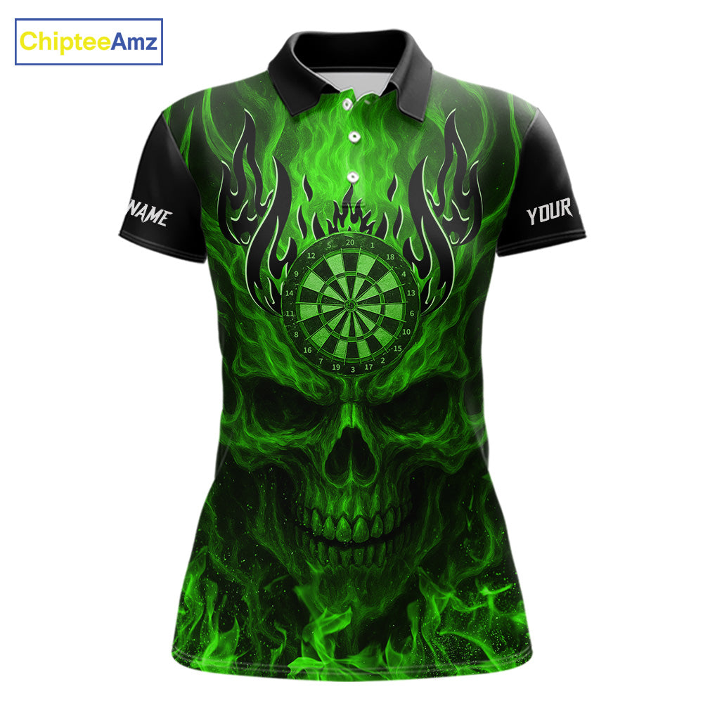 Purple Flaming Skull Women's Dart Jersey Custom Dart Fire Lightning Darts Team Shirts Polo & 1/4 Zip TDM7731