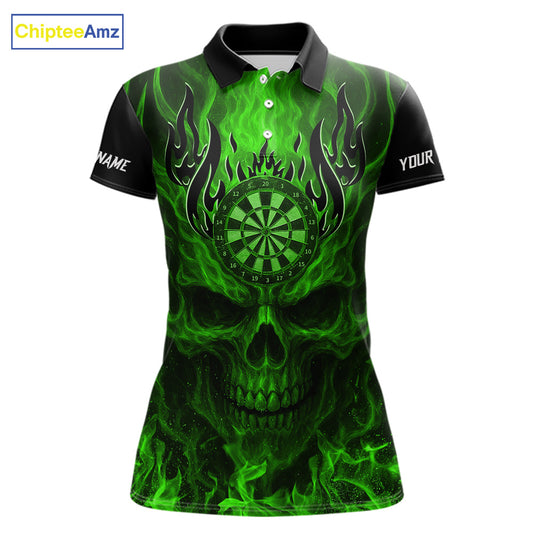 Purple Flaming Skull Women's Dart Jersey Custom Dart Fire Lightning Darts Team Shirts Polo & 1/4 Zip TDM7731