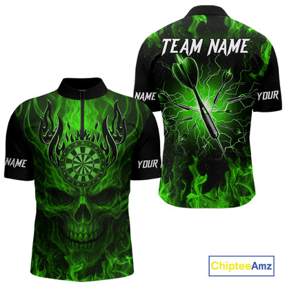 Purple Flaming Skull Men's Dart Jersey Custom Dart Fire Lightning Darts Team Shirts Polo & 1/4 Zip TDM7731