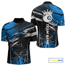 Load image into Gallery viewer, Black And Blue 8 Ball Crown Men&#39;s Billiard Shirts Custom Billiards Jerseys, Pool League Team Shirt TDM5133