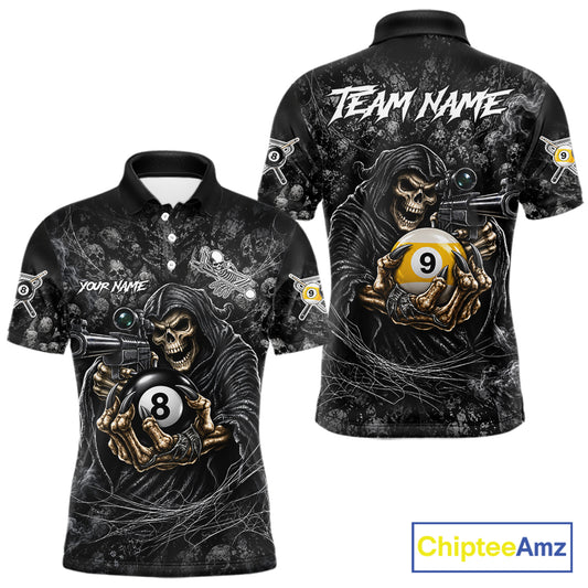 Personalized Grim Reaper Billiard Shirts For Men Custom 8 Ball & 9 Ball Pool Team Jersey TDM8063