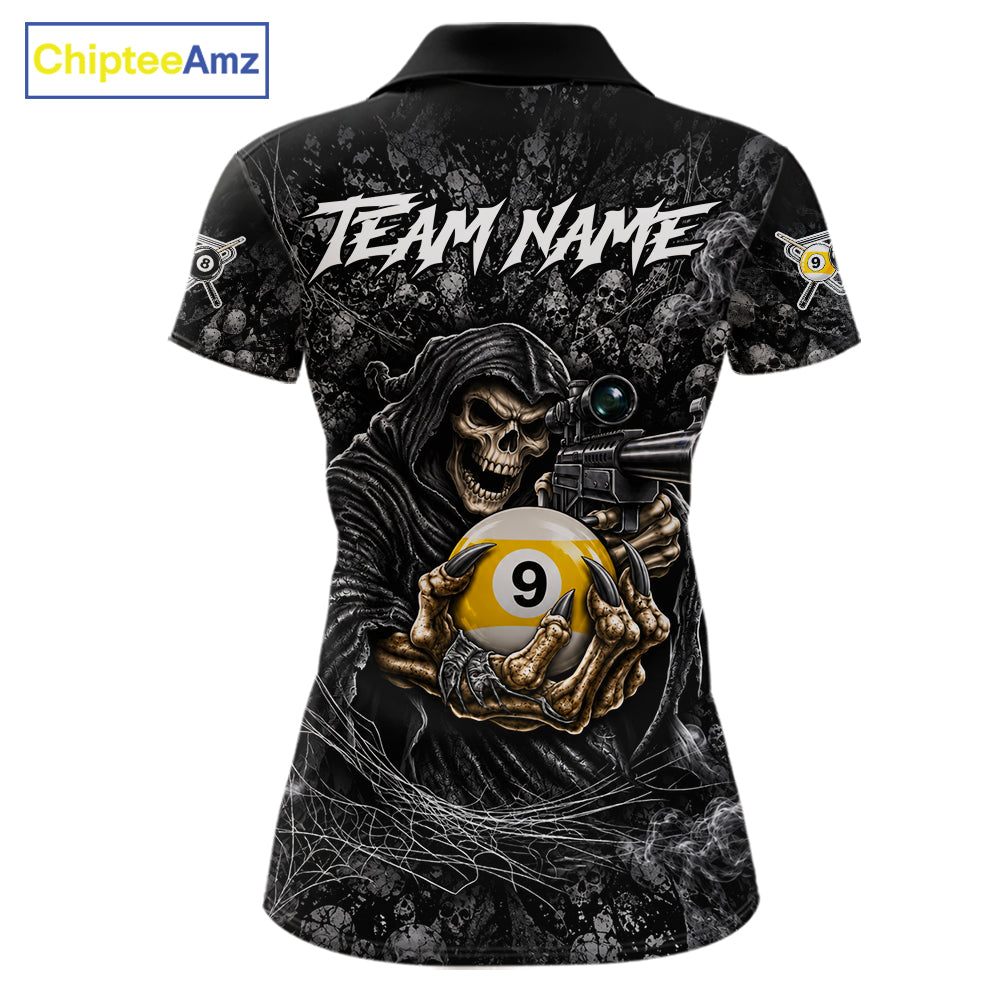 Personalized Grim Reaper Billiard Shirts For Women Custom 8 Ball & 9 Ball Pool Team Jersey TDM8063