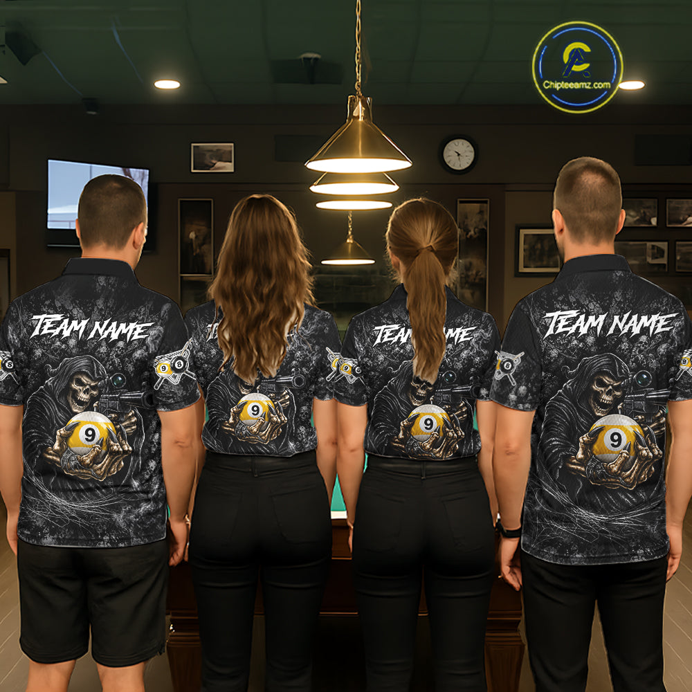Personalized Grim Reaper Billiard Shirts For Women Custom 8 Ball & 9 Ball Pool Team Jersey TDM8063